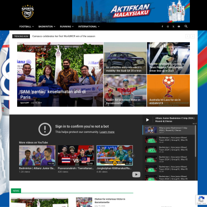 A detailed screenshot showcasing the homepage of sports247.my, highlighting its main features and design elements.