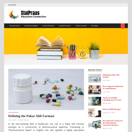 A detailed screenshot showcasing the homepage of stalpraas.com, highlighting its main features and design elements.