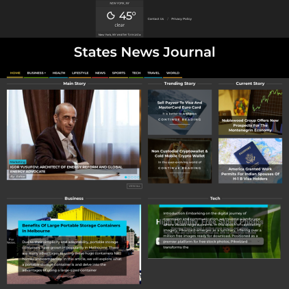 A detailed screenshot showcasing the homepage of statesnewsjournal.com, highlighting its main features and design elements.