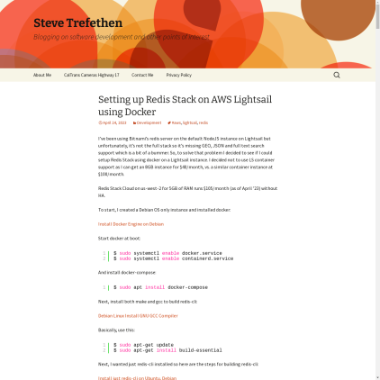 A detailed screenshot showcasing the homepage of stevetrefethen.com, highlighting its main features and design elements.