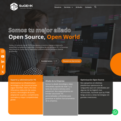 A detailed screenshot showcasing the homepage of sugeek.co, highlighting its main features and design elements.