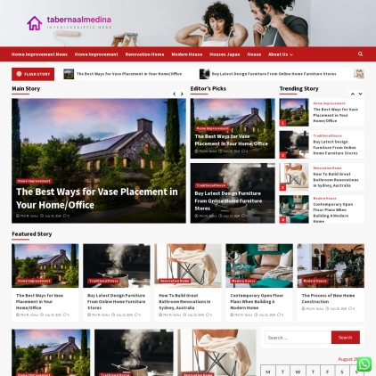 A detailed screenshot showcasing the homepage of tabernaalmedina.com, highlighting its main features and design elements.