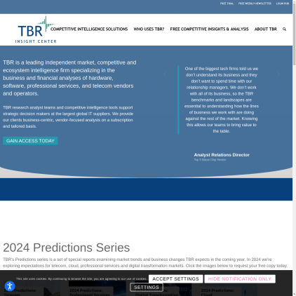 A detailed screenshot showcasing the homepage of tbri.com, highlighting its main features and design elements.