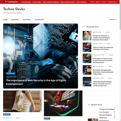 A detailed screenshot showcasing the homepage of technodecks.com, highlighting its main features and design elements.