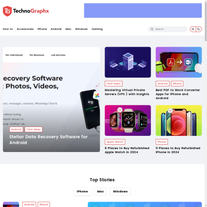 A detailed screenshot showcasing the homepage of technographx.com, highlighting its main features and design elements.