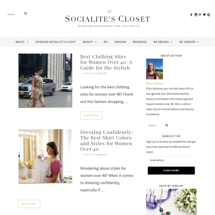 A detailed screenshot showcasing the homepage of the-socialites-closet.com, highlighting its main features and design elements.