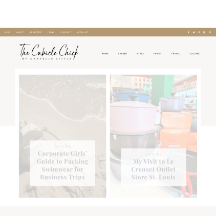 A detailed screenshot showcasing the homepage of thecubiclechick.com, highlighting its main features and design elements.