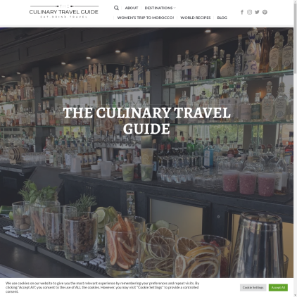 A detailed screenshot showcasing the homepage of theculinarytravelguide.com, highlighting its main features and design elements.