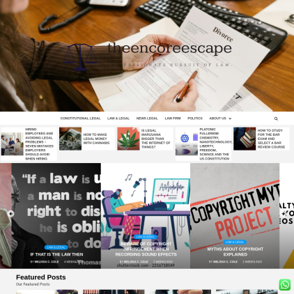 A detailed screenshot showcasing the homepage of theencoreescape.com, highlighting its main features and design elements.