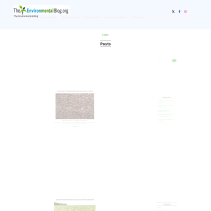 A detailed screenshot showcasing the homepage of theenvironmentalblog.org, highlighting its main features and design elements.