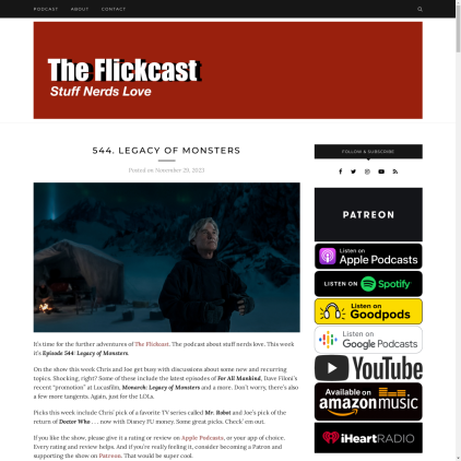 A detailed screenshot showcasing the homepage of theflickcast.com, highlighting its main features and design elements.