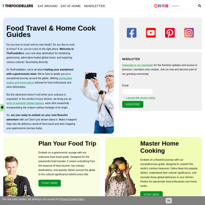 A detailed screenshot showcasing the homepage of thefoodellers.com, highlighting its main features and design elements.