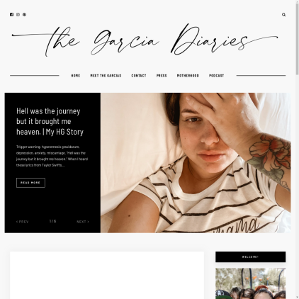 A detailed screenshot showcasing the homepage of thegarciadiaries.com, highlighting its main features and design elements.