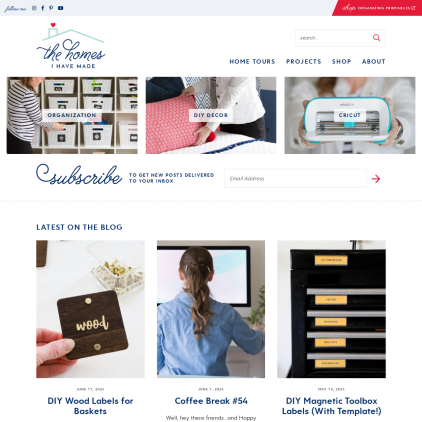 A detailed screenshot showcasing the homepage of thehomesihavemade.com, highlighting its main features and design elements.