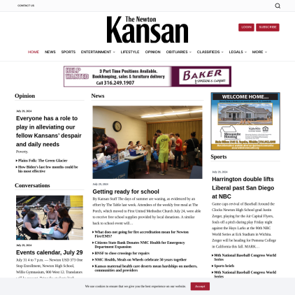 A detailed screenshot showcasing the homepage of thekansan.com, highlighting its main features and design elements.