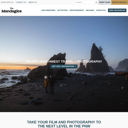 A detailed screenshot showcasing the homepage of themandagies.com, highlighting its main features and design elements.