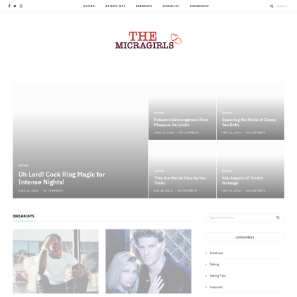 A detailed screenshot showcasing the homepage of themicragirls.com, highlighting its main features and design elements.