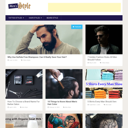 A detailed screenshot showcasing the homepage of thenewmensstyle.com, highlighting its main features and design elements.