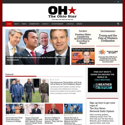 A detailed screenshot showcasing the homepage of theohiostar.com, highlighting its main features and design elements.