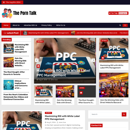 A detailed screenshot showcasing the homepage of theporntalk.com, highlighting its main features and design elements.