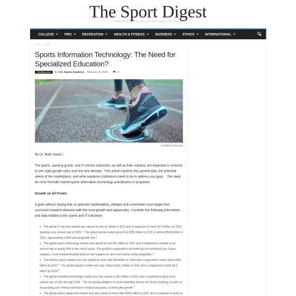 A detailed screenshot showcasing the homepage of thesportdigest.com, highlighting its main features and design elements.