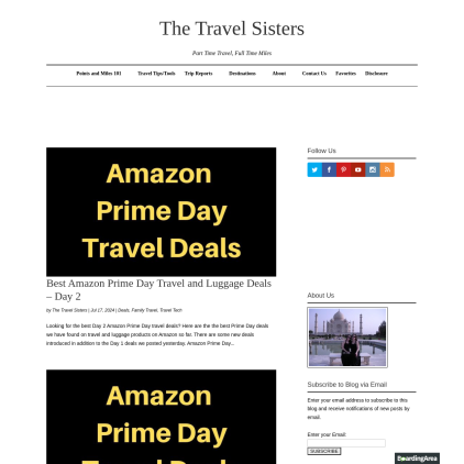 A detailed screenshot showcasing the homepage of thetravelsisters.com, highlighting its main features and design elements.