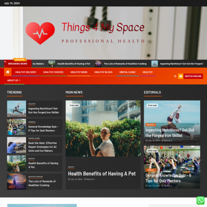 A detailed screenshot showcasing the homepage of things4myspace.com, highlighting its main features and design elements.