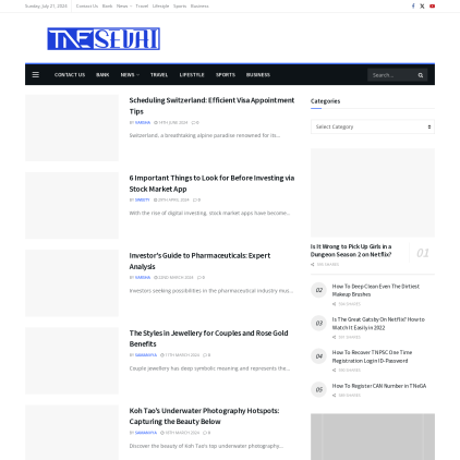 A detailed screenshot showcasing the homepage of tnesevai.in, highlighting its main features and design elements.