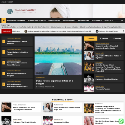 A detailed screenshot showcasing the homepage of to-coachoutlet.com, highlighting its main features and design elements.