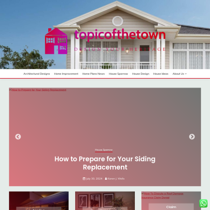 A detailed screenshot showcasing the homepage of topicofthetown.com, highlighting its main features and design elements.