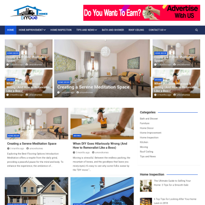 A detailed screenshot showcasing the homepage of umovehomes.co.uk, highlighting its main features and design elements.