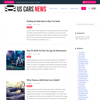 A detailed screenshot showcasing the homepage of uscarsnews.com, highlighting its main features and design elements.