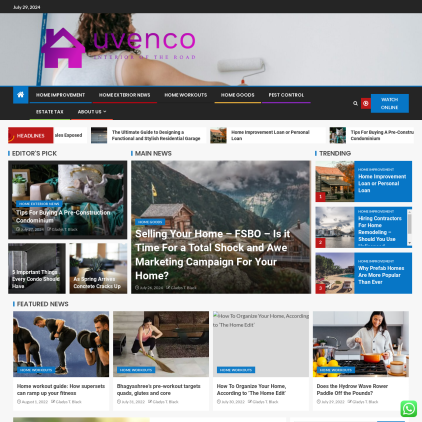 A detailed screenshot showcasing the homepage of uvenco.co.uk, highlighting its main features and design elements.