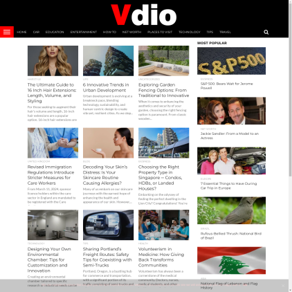 A detailed screenshot showcasing the homepage of vdio.com, highlighting its main features and design elements.