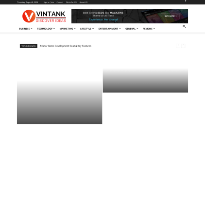 A detailed screenshot showcasing the homepage of vintank.com, highlighting its main features and design elements.