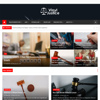 A detailed screenshot showcasing the homepage of vinyljustice.co.uk, highlighting its main features and design elements.