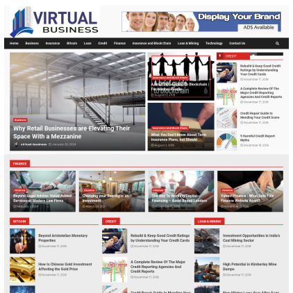 A detailed screenshot showcasing the homepage of virtual-business.co.uk, highlighting its main features and design elements.