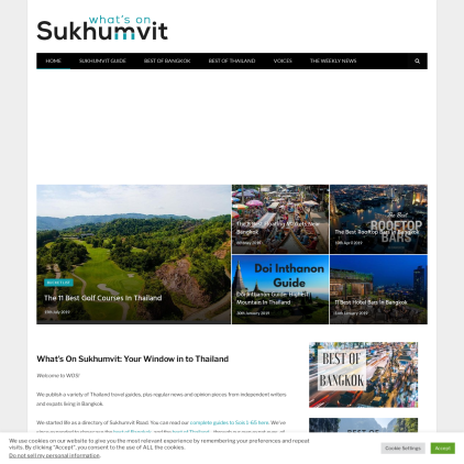 A detailed screenshot showcasing the homepage of whatsonsukhumvit.com, highlighting its main features and design elements.