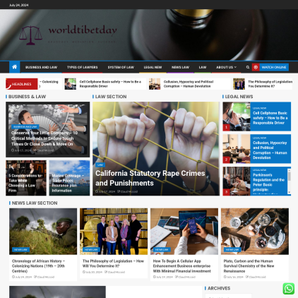 A detailed screenshot showcasing the homepage of worldtibetday.com, highlighting its main features and design elements.