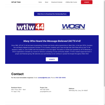 A detailed screenshot showcasing the homepage of wtlw.com, highlighting its main features and design elements.