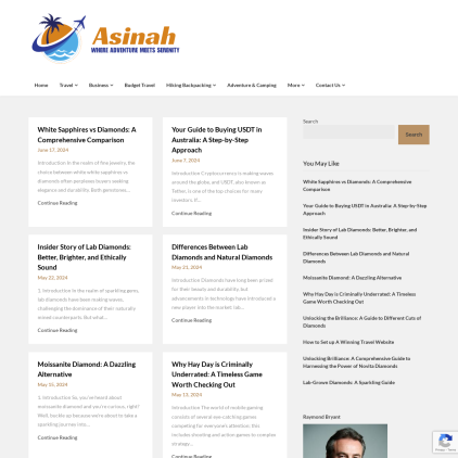 A detailed screenshot showcasing the homepage of www.asinah.net, highlighting its main features and design elements.