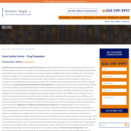 A detailed screenshot showcasing the homepage of www.bloomlegal.com, highlighting its main features and design elements.