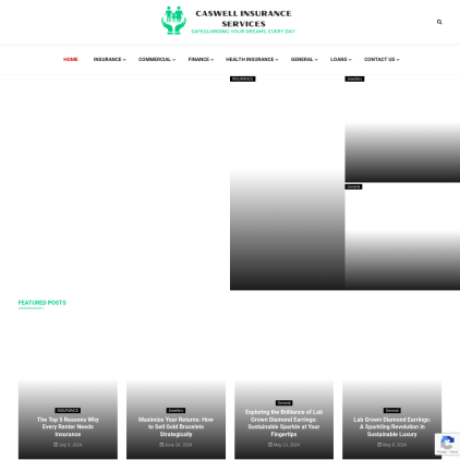 A detailed screenshot showcasing the homepage of www.caswellinsuranceservices.com, highlighting its main features and design elements.