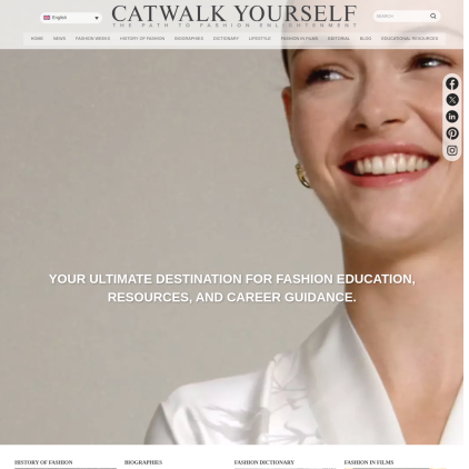 A detailed screenshot showcasing the homepage of www.catwalkyourself.com, highlighting its main features and design elements.