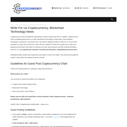 A detailed screenshot showcasing the homepage of www.cryptocurrencychart.io, highlighting its main features and design elements.