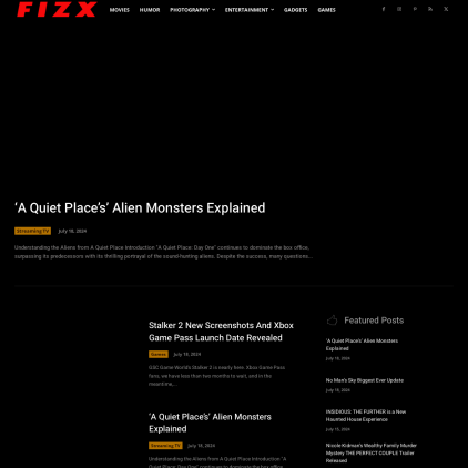 A detailed screenshot showcasing the homepage of www.fiz-x.com, highlighting its main features and design elements.