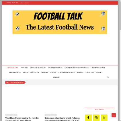 A detailed screenshot showcasing the homepage of www.footballtalk.org, highlighting its main features and design elements.