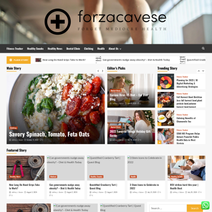 A detailed screenshot showcasing the homepage of www.forzacavese.net, highlighting its main features and design elements.