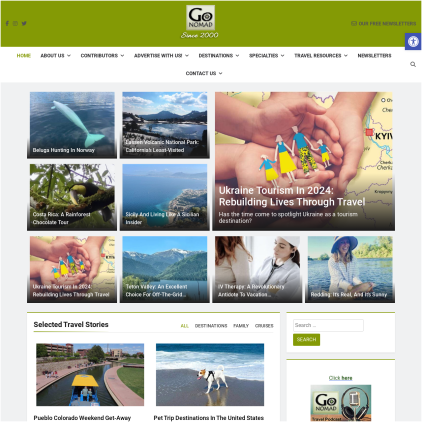 A detailed screenshot showcasing the homepage of www.gonoma, highlighting its main features and design elements.