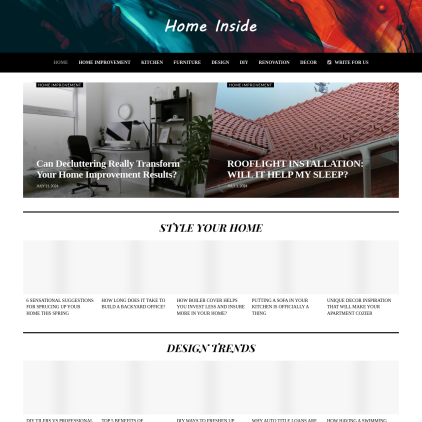 A detailed screenshot showcasing the homepage of www.homein, highlighting its main features and design elements.